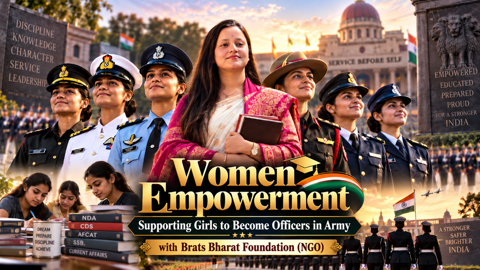 Women empowerment through Military Brat Defence Academy featuring MNS Falcon Batch, Indian Army nursing officer aspirants, selected candidates and founder Priyanka Chauhan